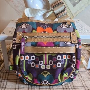 Lily Bloom Floral Crossbody Bag with Tan Accents